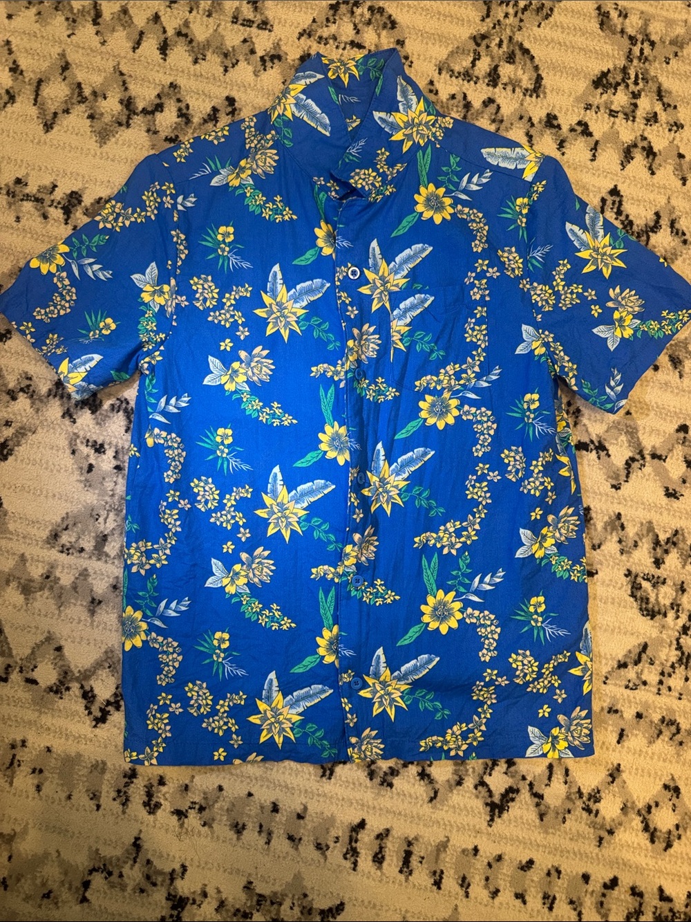 Hurley Youth Large (14/16) Blue Hawaiian Button-Down Shirt